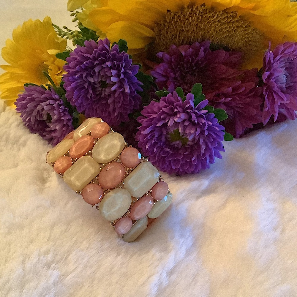 Pink and Cream Stretch Bracelet